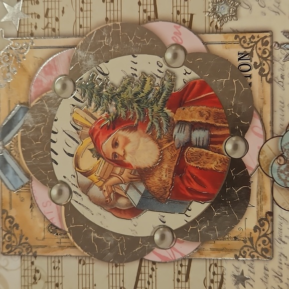 Punch Studio faux keepsake book decor Christmas Holiday themed Santa HTF - Picture 8 of 9